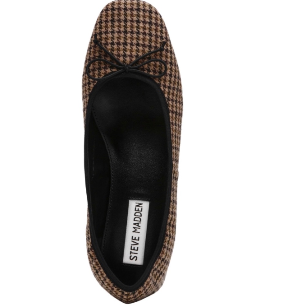 Steve Madden Women's Priscilla Block-Heel Bow Flats - Brown Tweed NWT - Picture 3 of 5